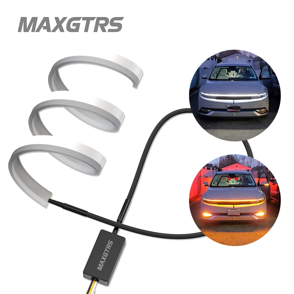 

2x 60cm Daytime Running Light Flexible Soft Tube Car LED Strip DRL White Red Blue With Flow Yellow Turn Signal Light 12V