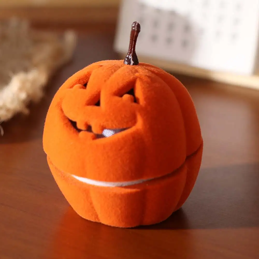 Wedding Halloween Jewelry Box Anti-collision Storage Pumpkin Rings Box Orange Mini Flannel Jewelry Organizer