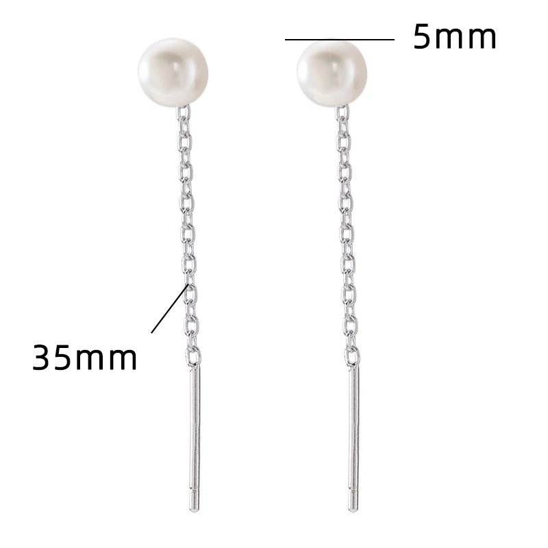Earrings Silver 925 Synthetic Pearl Ear Line Simple Unique Elegant Jewelry Women's Stud Earrings Pendientes Mujer JHE102