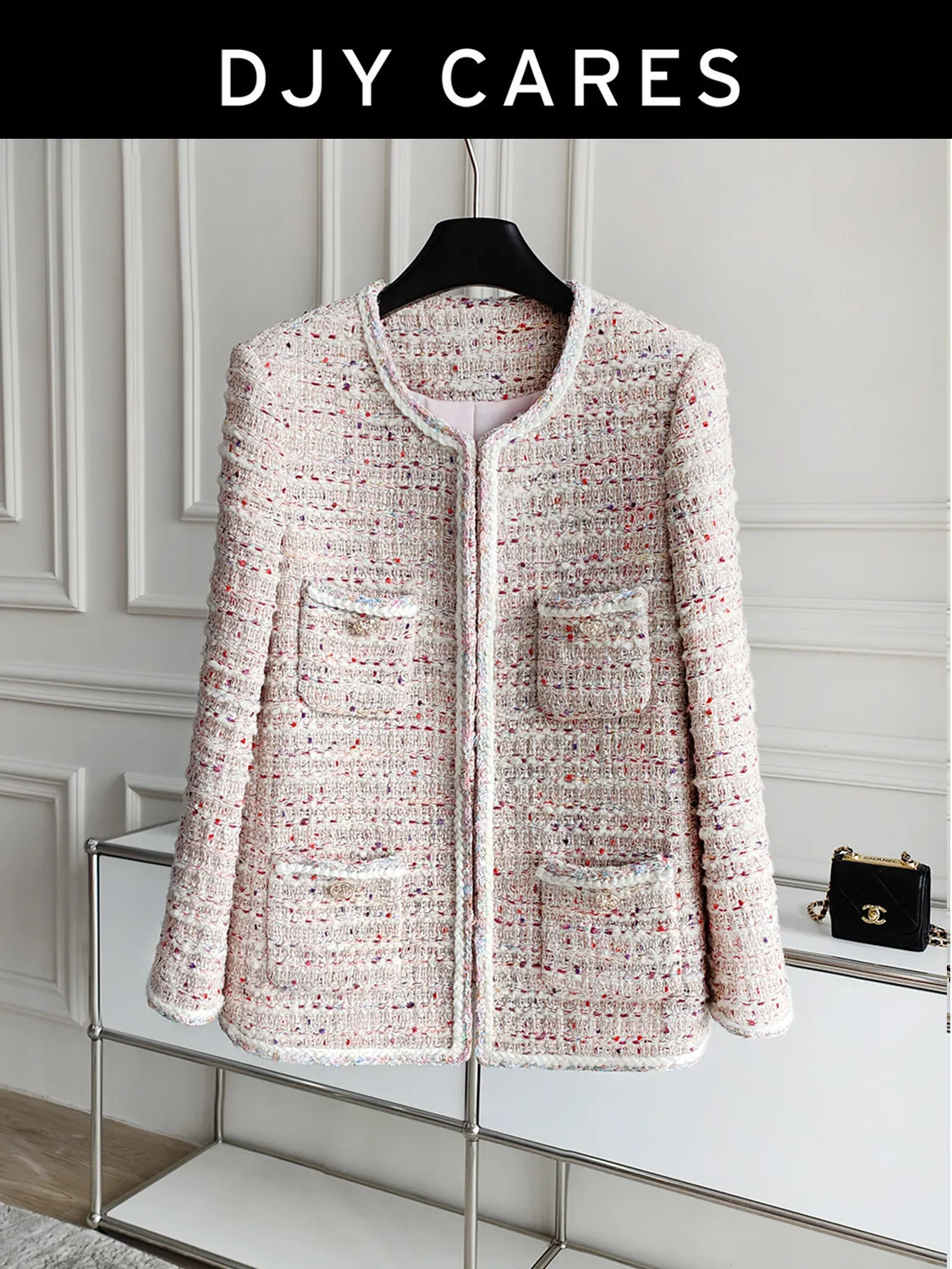 New Fashionable round neck mid length floral coat, exquisite and versatile top big size