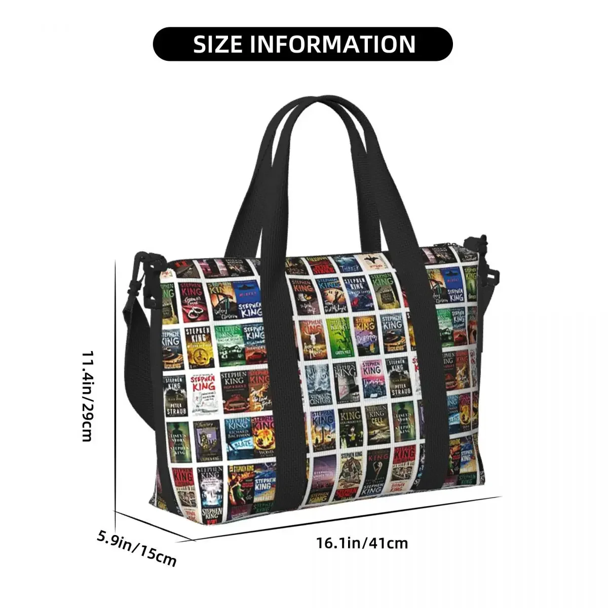 Custom Complete Works Of Stephen King Beach Travel Bag Large Capacity Tote Bags For Gym Sport Women Shopping Duffle Shoulder Bag