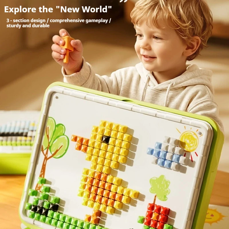 Generic Mushroom Nails Pegboard 3D Stereo Big Particle Building Blocks Educational Diy Jigsaw Puzzle Indoor Hobby Activity