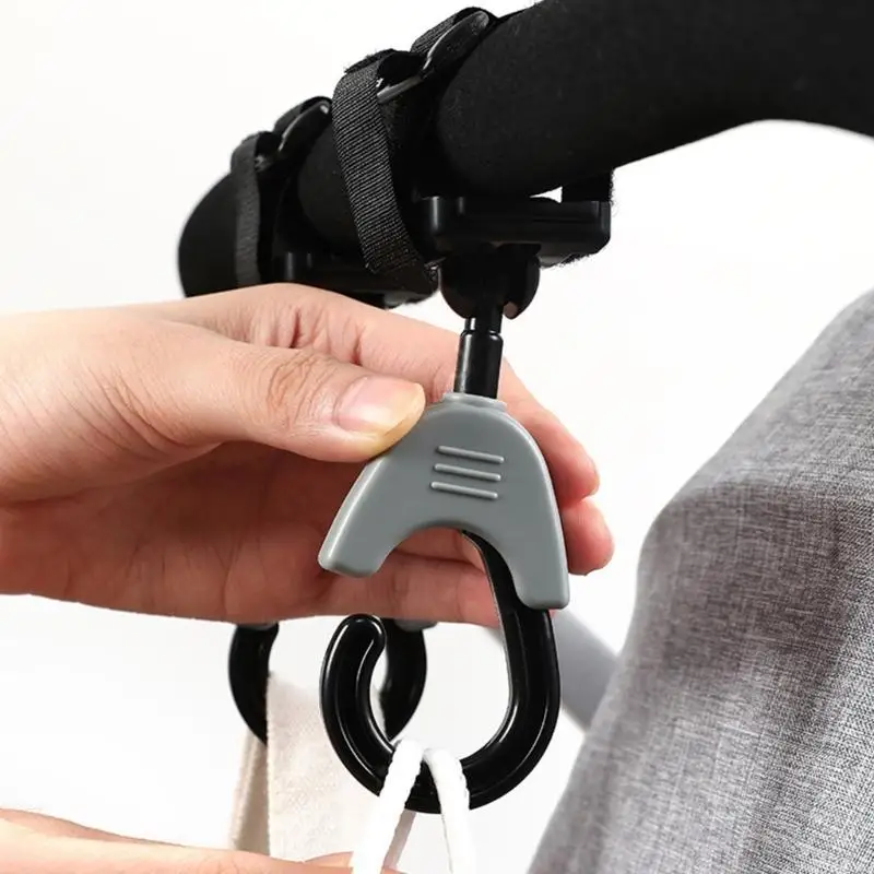 Q22D Baby Roller Hooks para bolsas colgantes Organizador bolsas pañales 360 ganchos giratorios silla ruedas accesorios