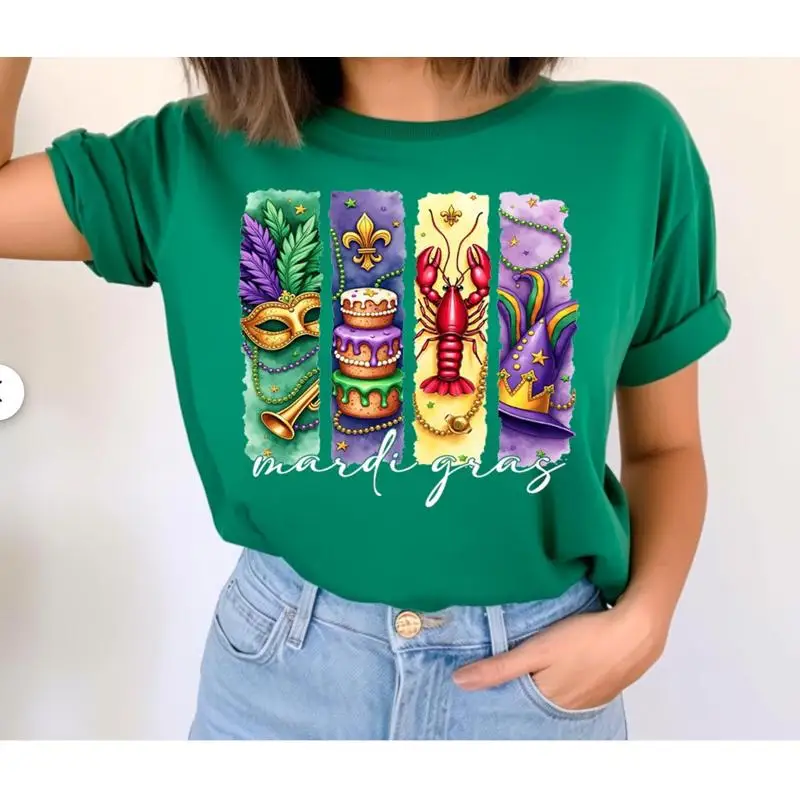 Mardi Gras Carnival T Shirt Retro Fleur De Lis Brushstroke