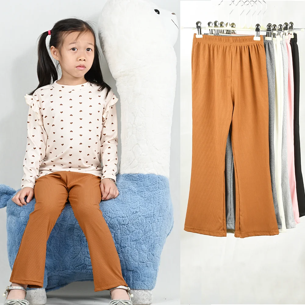 

Детские летние однотонные тонкие расклешенные брюки в рубчик для детей от 1 до 11 лет, эластичные тонкие брюки в полоску для маленьких девочек, повседневные брюки для маленьких девочек