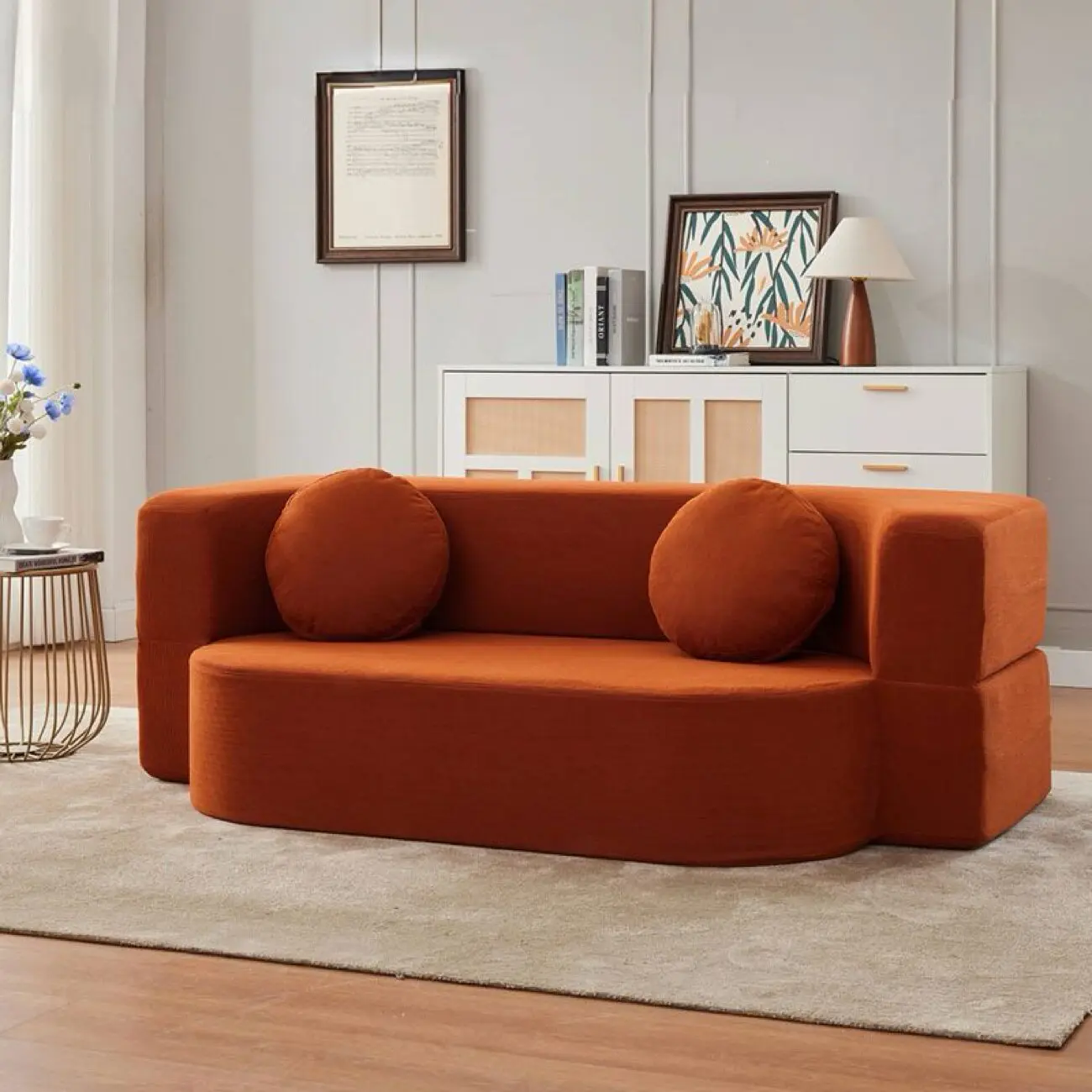 Vacuum compression retro sofa bed small apartment living room apartment bedroom casual folding dual-purpose lazy module sofa
