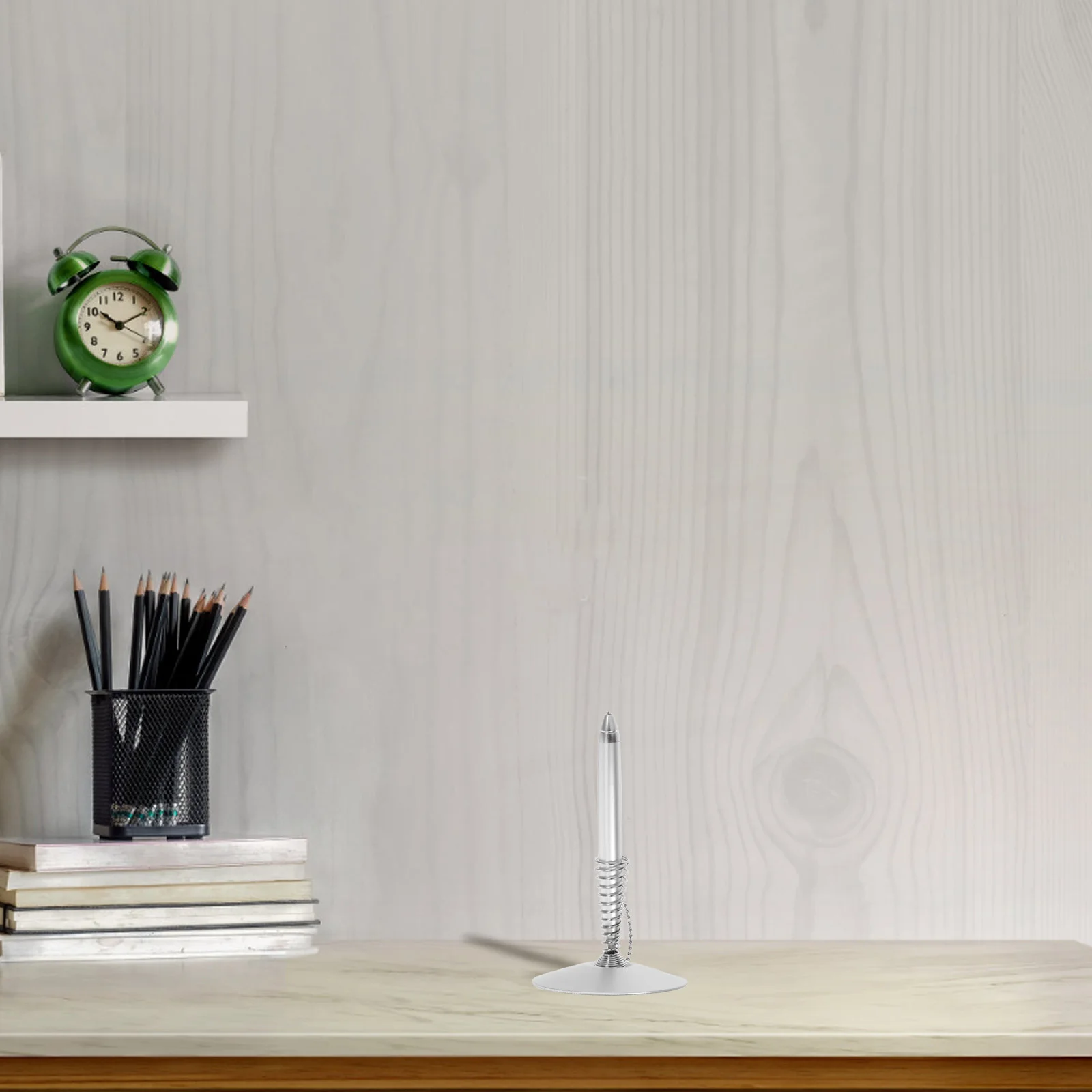 

Signing Desk Pen Sturdy Metal Spring Mechanism Gel Ink Refill Antiloss Chain Secure Base For Office Reception Business Use