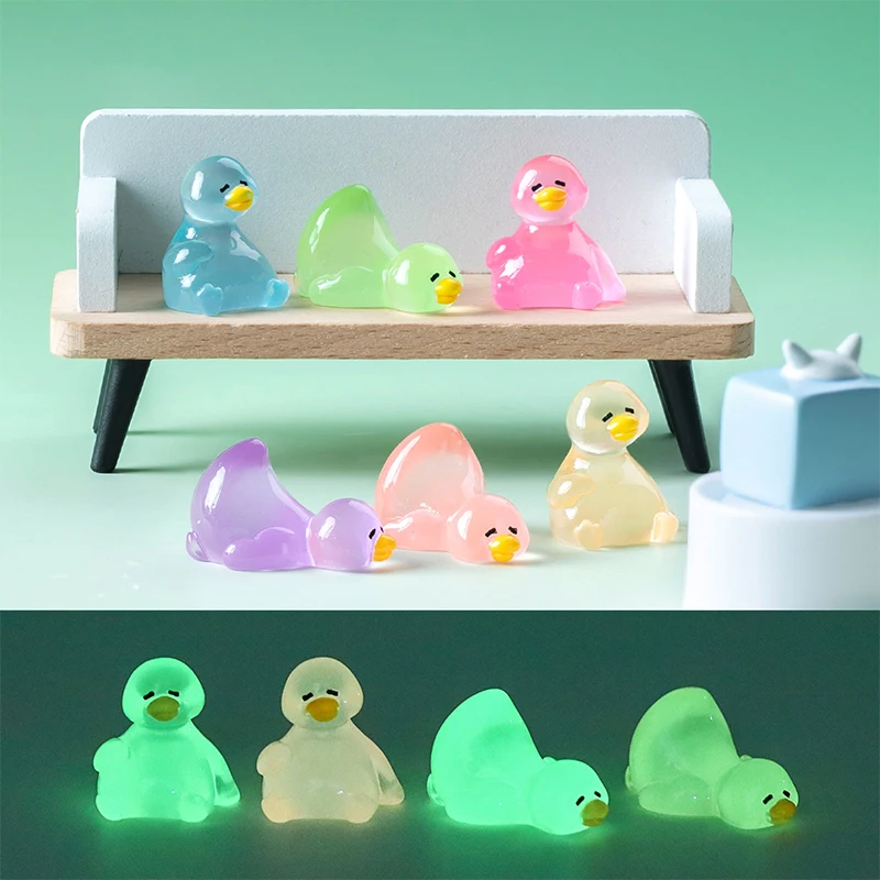 Cartoon Creative Luminous Little Duck Mini Figurine Micro Landscape Decoration Cute Miniatures Home Decoration Accessories Gifts