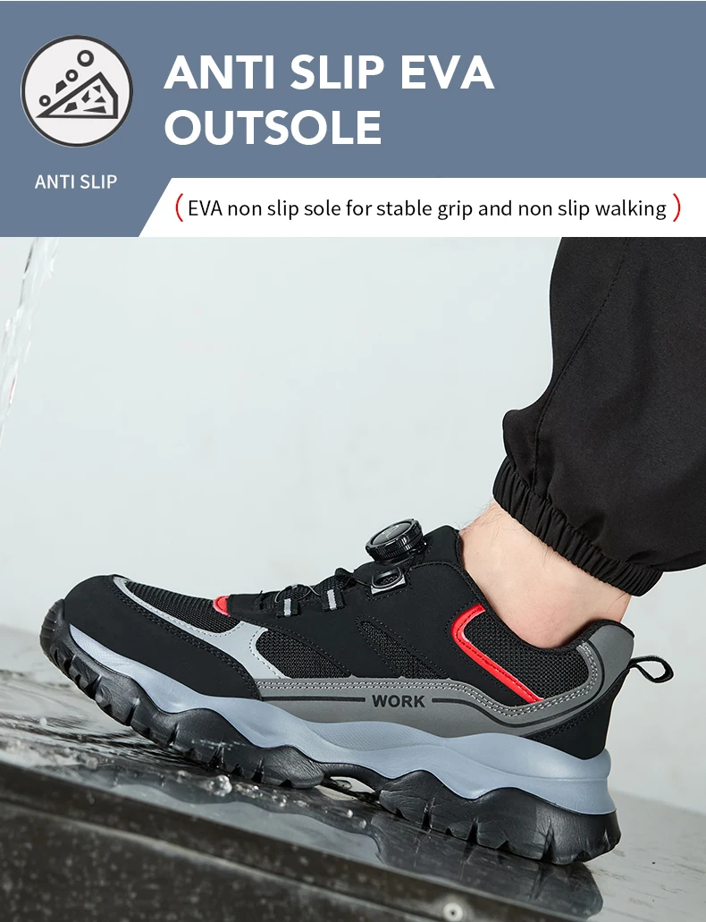 Indestructible Steel Toe Work Shoes for Men Rotating Button Safety Shoes Lightweight Construction Work Safety Shoes