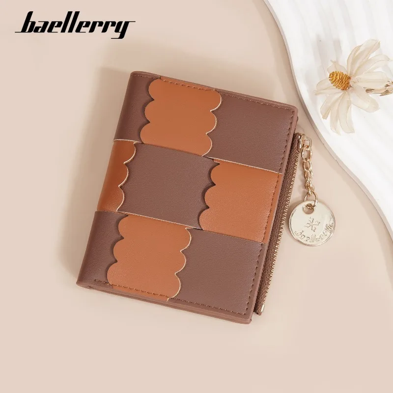 Baellerry Women's Short Wallet Color Block Mini Coin Purse with Snap Closure Patchwork Cute Female Chic Allets Gifts for Girls