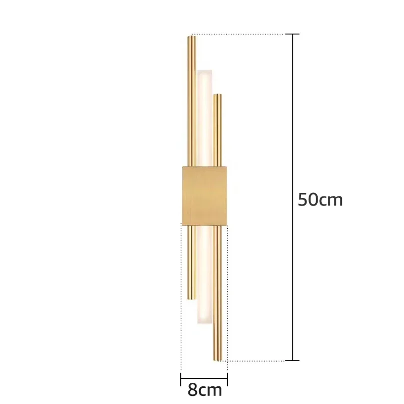 

Modern Stylish Bronze Gold And Black 50cm Pipe LED Wall Lamp For Living Room Hallway Corridor Bedroom Sconces Light Fixture