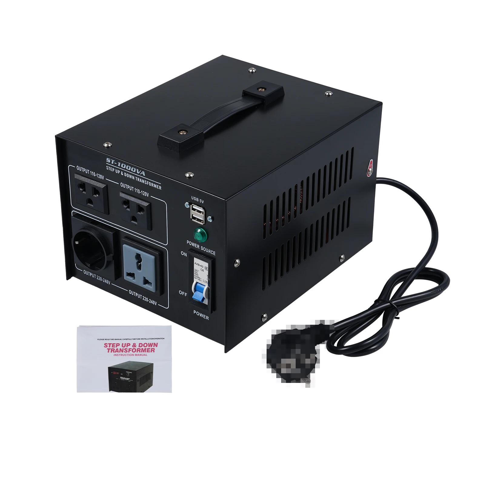

Voltage Transformer Step Up Down Converter Power Converter 2 USB Ports High Efficiency Good Heat Dissipation for Laptop Mobile