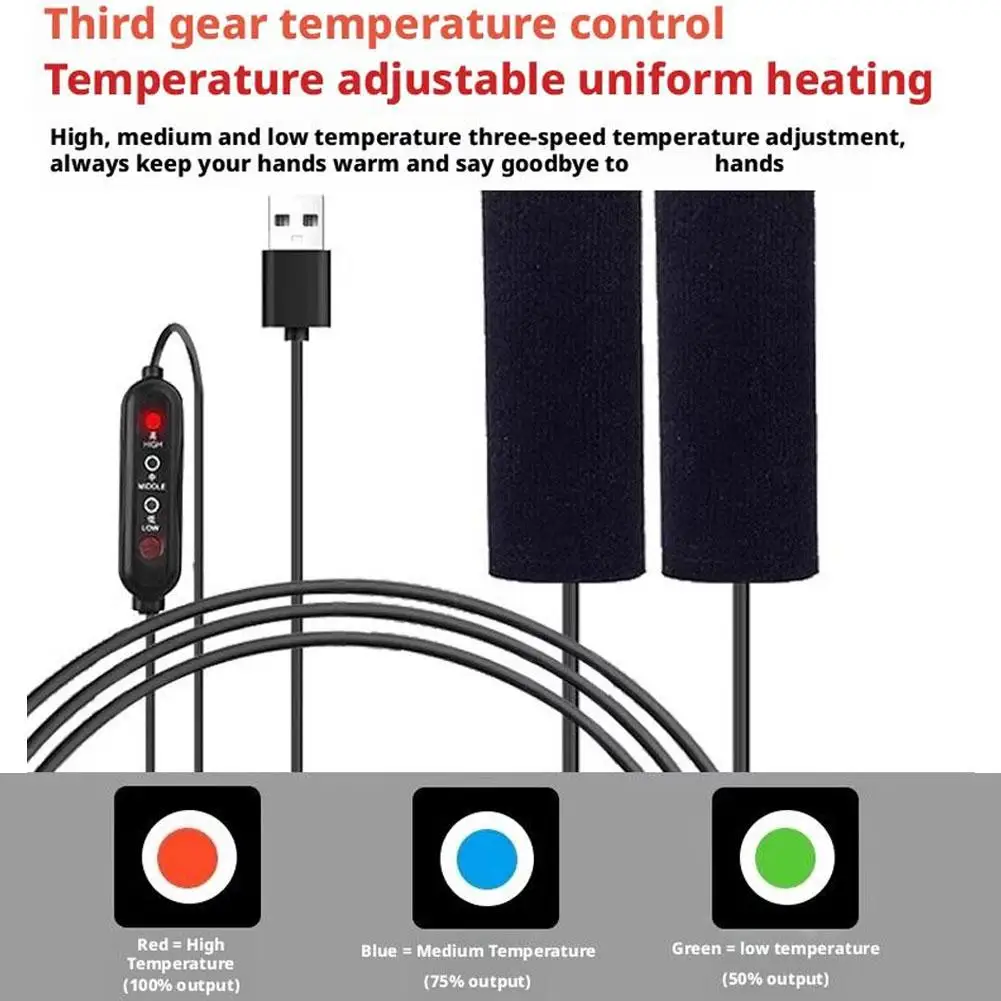 Motorcycle Heated Grips USB Powered 3-Gear Temperature Control Quick Heating Non-Destructive Installation Handlebar Warmers - Image 4