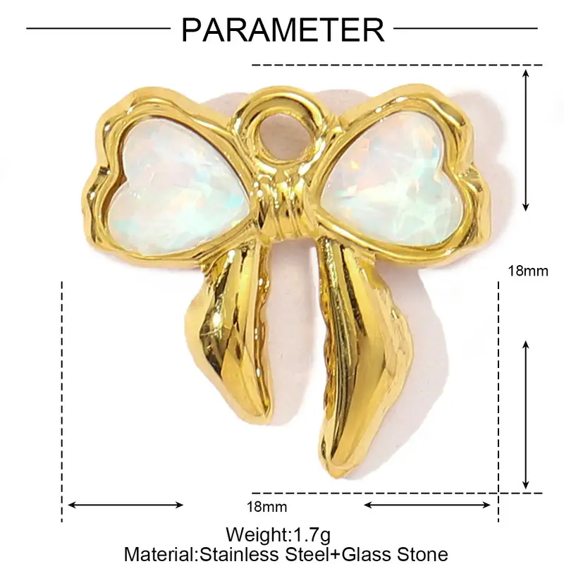 3pcs/Lot Stainless Steel Zircon Bear Paw DIY Bracelet Charm Heart Key Star Moon Necklace Pendant Woman Bowknot Jewelry Wholesale - Image 28