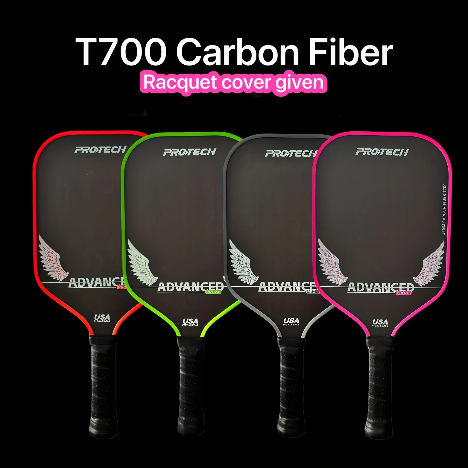 

T700 Carbon Fiber Pickleball Racket, Textured Matte Finish, PP Honeycomb Core, Ergonomic Grip - Enhanced Control, Power and Spin