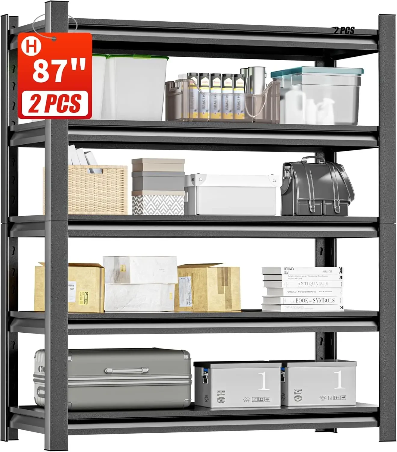 Estantería de Metal resistente para almacenamiento de garaje, estantería de 5 niveles, estantería de utilidad Industrial