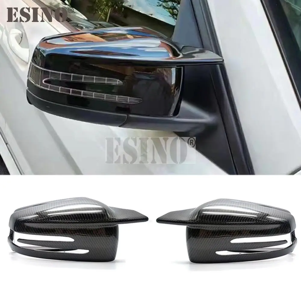 

2 x Real Carbon Fiber Ox Horn Rearview Side Mirror Replacement Covers Case Trims For Mercedes Benz W176 W246 W204 W212 W221 X204