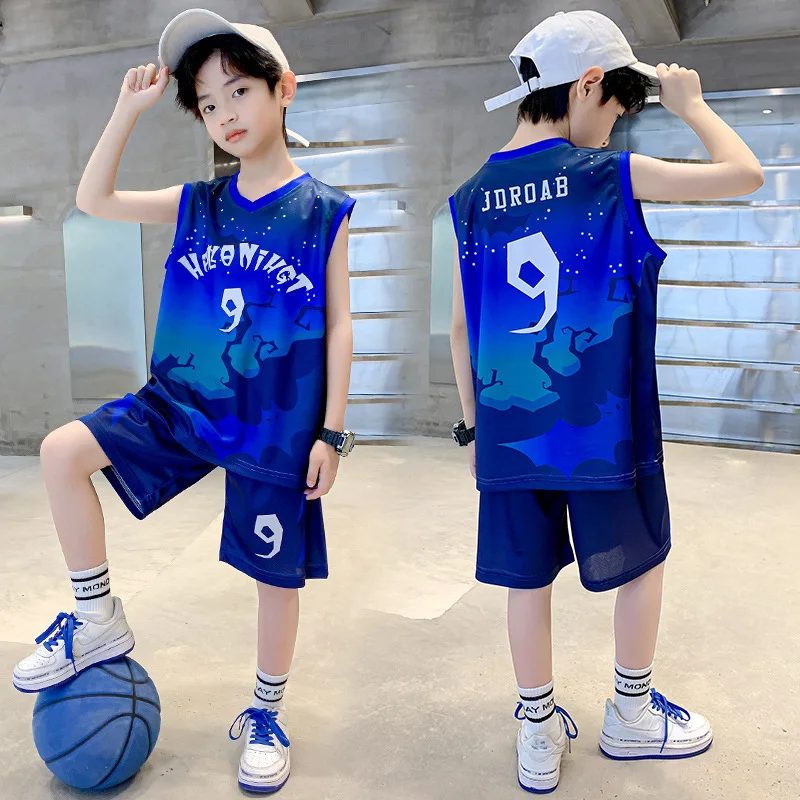 Boys' basketball wear 2024 summer new CU-CU children's tracksuit Sleeveless boys' training wear Children's quick-drying clothes image 2