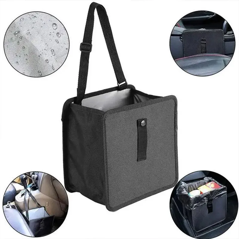 

Large Capacity Foldable Oxford cloth Waterproof Portable Car Trash Can Leak-Proof Seat Side Organizer Space-Efficient Car Bin