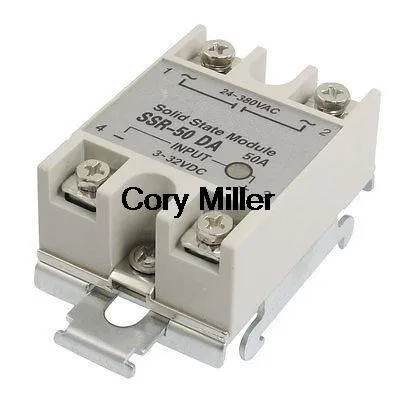 50A Gray Metal Base Solid State Relay w DIN Rail SSR-50DA Input 3-32V