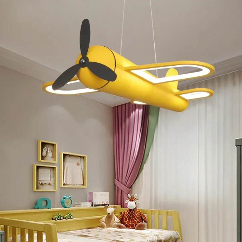 Creative Airplane LED Ceiling Lamp Modern Hanging Light Fixture For Kids Bedroom Boys Room Home Decoration Aviation Theme Decor