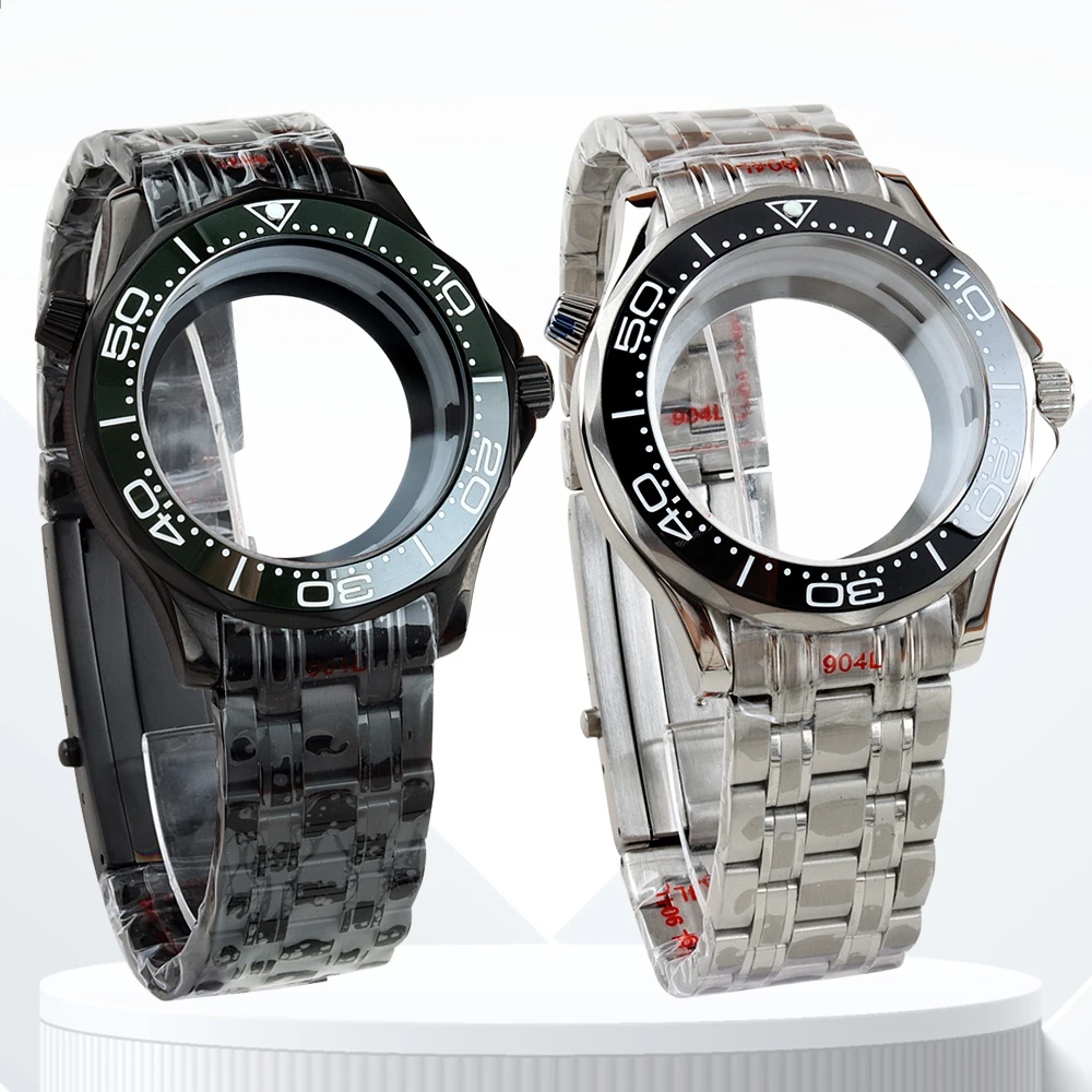 

Diver Black PVD 41mm NH35 Case and Bracelet for Seamaster Case 31mm Dial NH35 NH36 Automatic movement Mens Watch Accessories