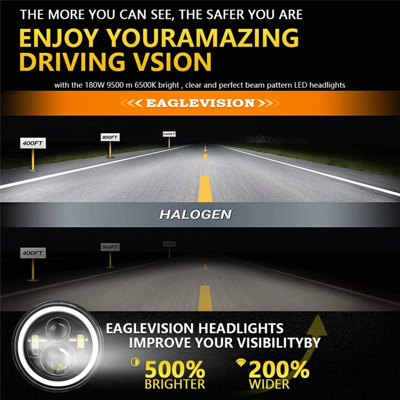 7 بوصة هالة LED المصباح مرحبا/لو مع الأخضر DRL العنبر بدوره مصباح إشارة ل جيب رانجلر JK TJ CJ أجزاء (أخضر)-Y79A