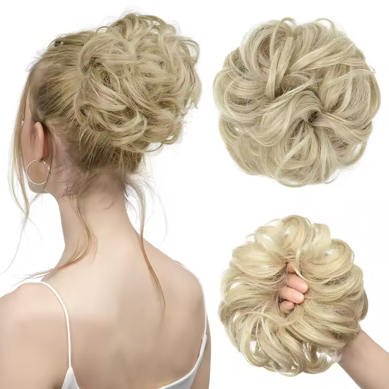 Synthetic Messy Hair Bun Extensions Big Curly Elastic Hair Scrunchies Hairpieces Chignon Donut Updo Hair Pieces for Women - Image 33