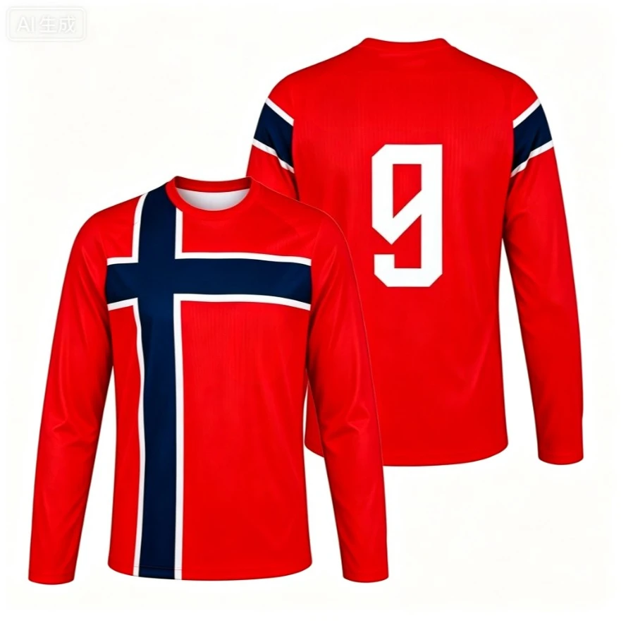 2026 New Norway Number 9 Football Team Jersey 3D Printed Long-Sleeved T-Shirt Top Streetwear Men's T-Shirts Training Suit