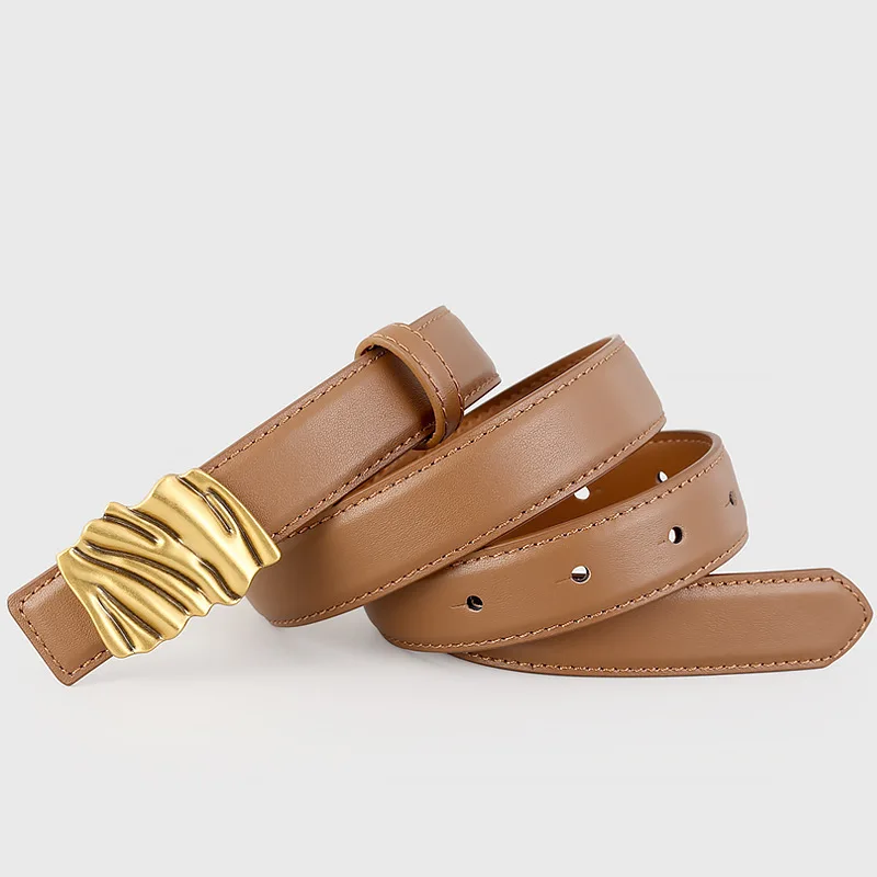 เข็มขัดคอร์เซ็ทหนังแท้หัวเข็มขัดทองสำหรับผู้หญิง สายคาดเอวสำหรับตกแต่งชุดเดรส รุ่น J1697