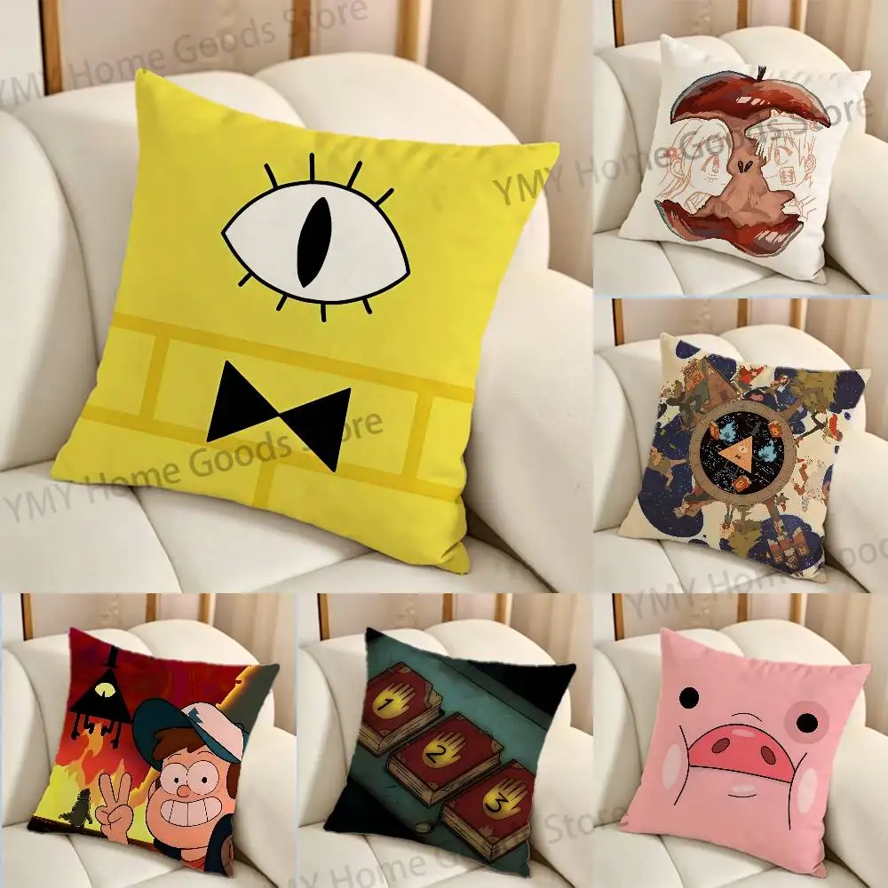 Cartoon G-Gravity F-Falls Anime Print Throw Pillow Cover Square Cushion Case for Living Room Bedroom Decor