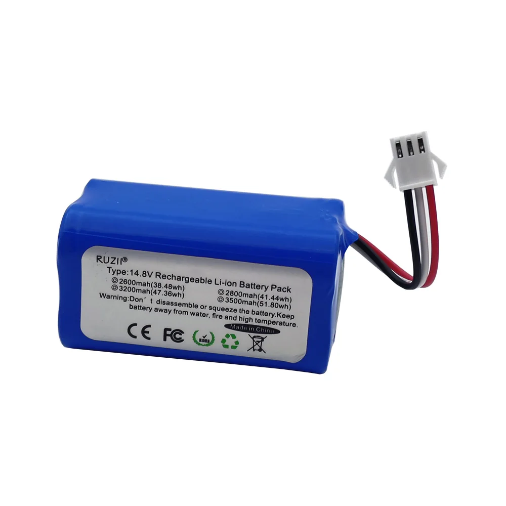 Rechargeableb14.8 V2600mAh For Ropo Glass 2 Robot Vacuum Cleaners Li-ion Cell lindrical Rechargeable Battery Pack 4S1P New