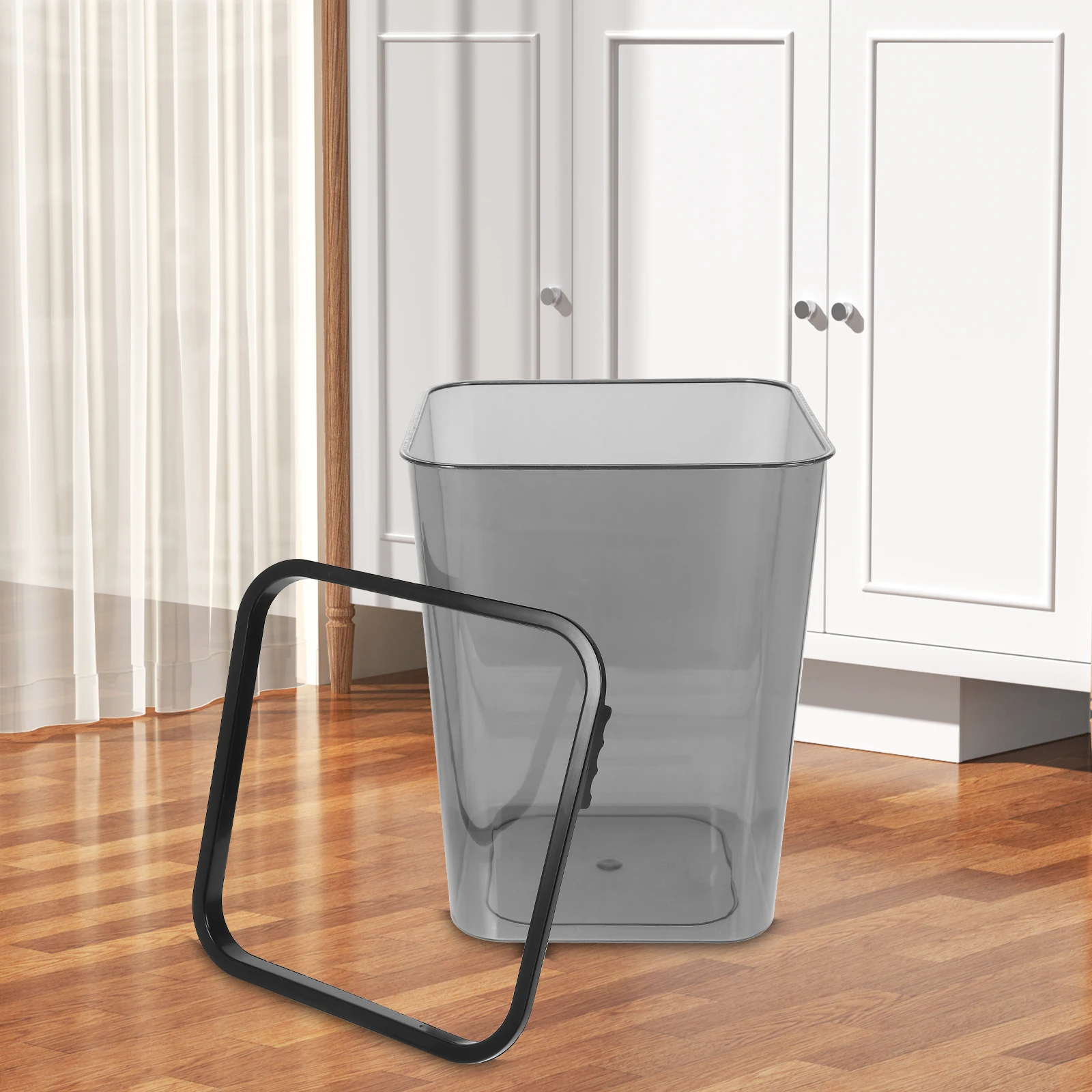 

1PC Trash Can Press Square Garbage Bin Accessories Black PET Material Easy Install Remove For Kitchen Office Home Use
