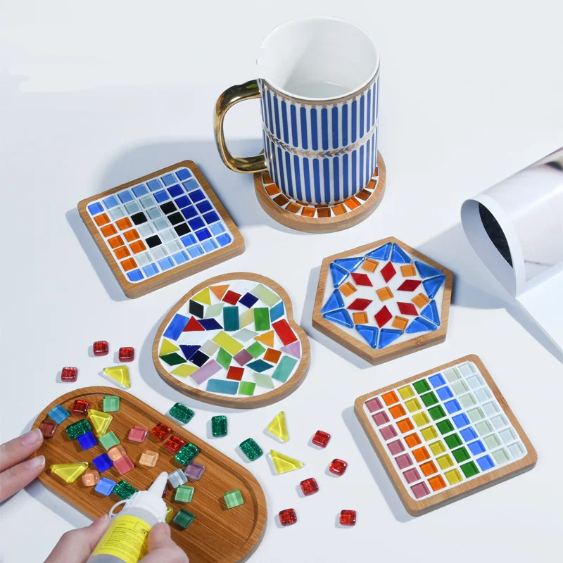 Mosaic DIY Insulation Cup Mat Parent Child Gift Team Building Warm  Children's Handmade Puzzle Handmade Cup Mat Material Pack