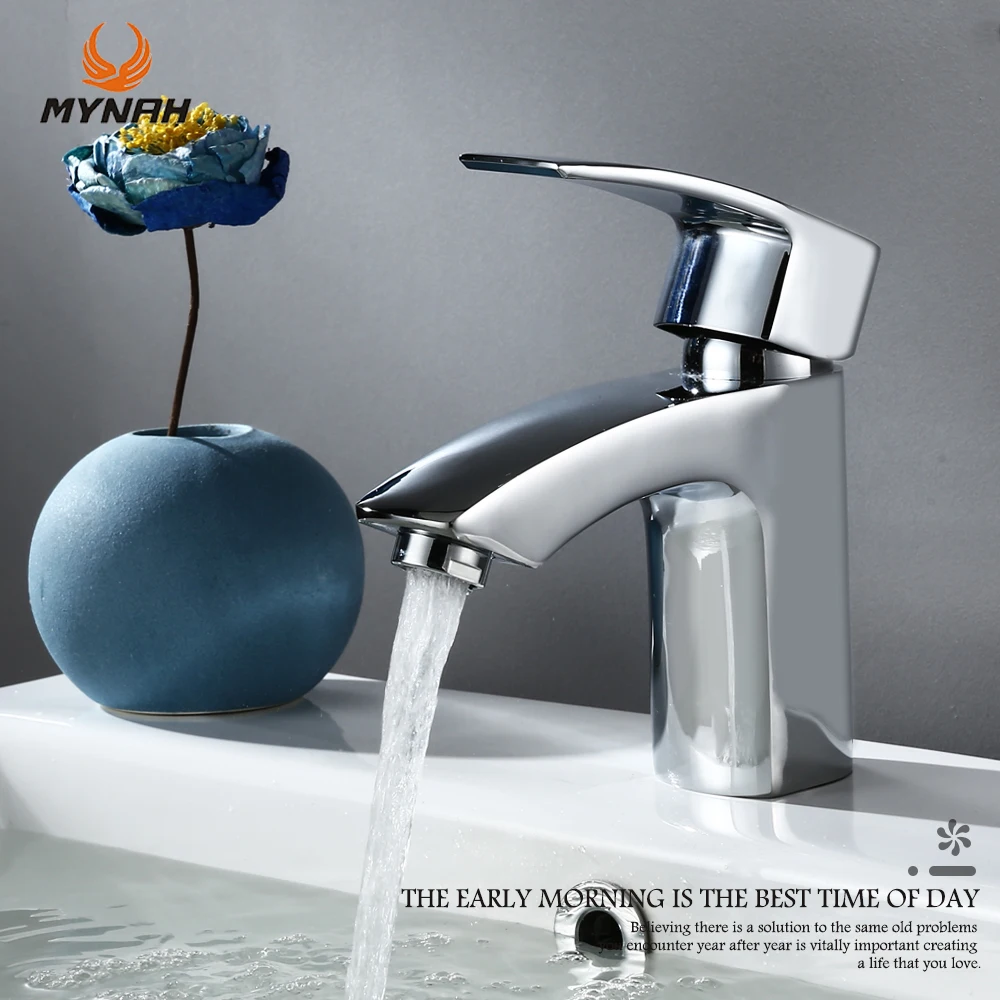 Imagem -02 - Mynah Modern Classical Basin Faucet Liga Cromada Torneiras de Água Fria e Quente