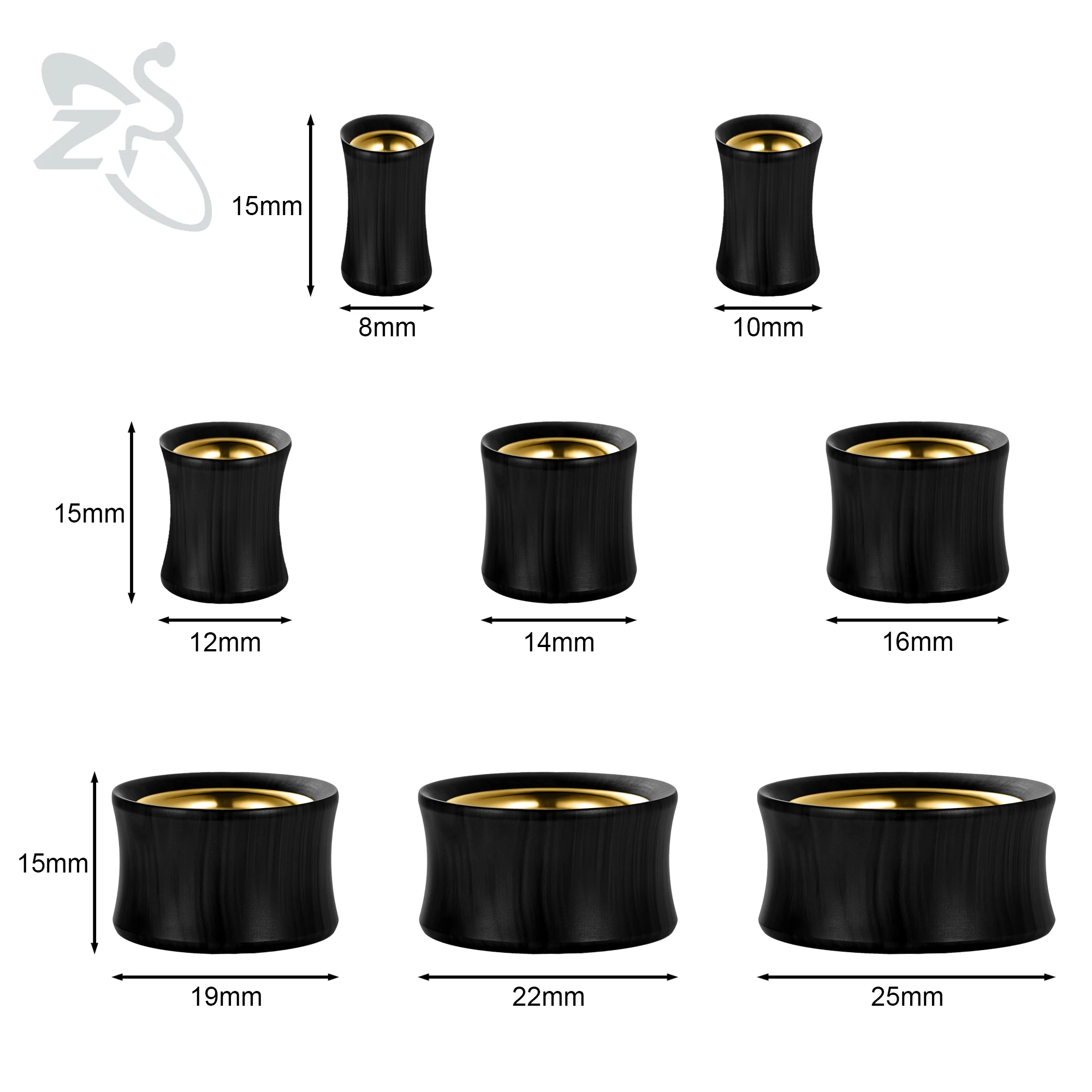 ZS 1 Piece 8MM-25MM Wood Ear Plug And Tunnel Double Flare Black Ears Stretcher Gauge Clear Flesh Expander Body Piercing Jewelry