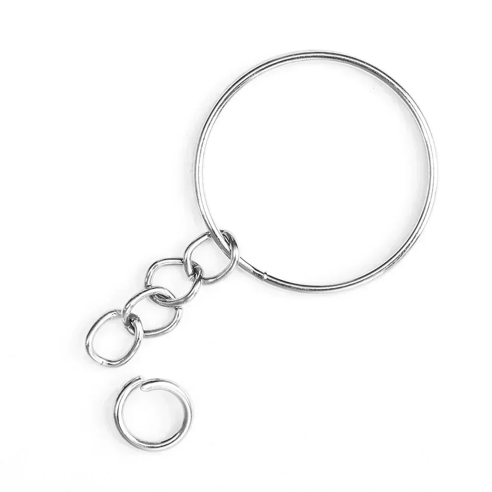 Versilberter Metall-Schlüsselanhänger mit Splitring, Schlüsselhalter für Damen und Herren, DIY Schlüsselketten, Schlüsselring 2027 – Detail 12