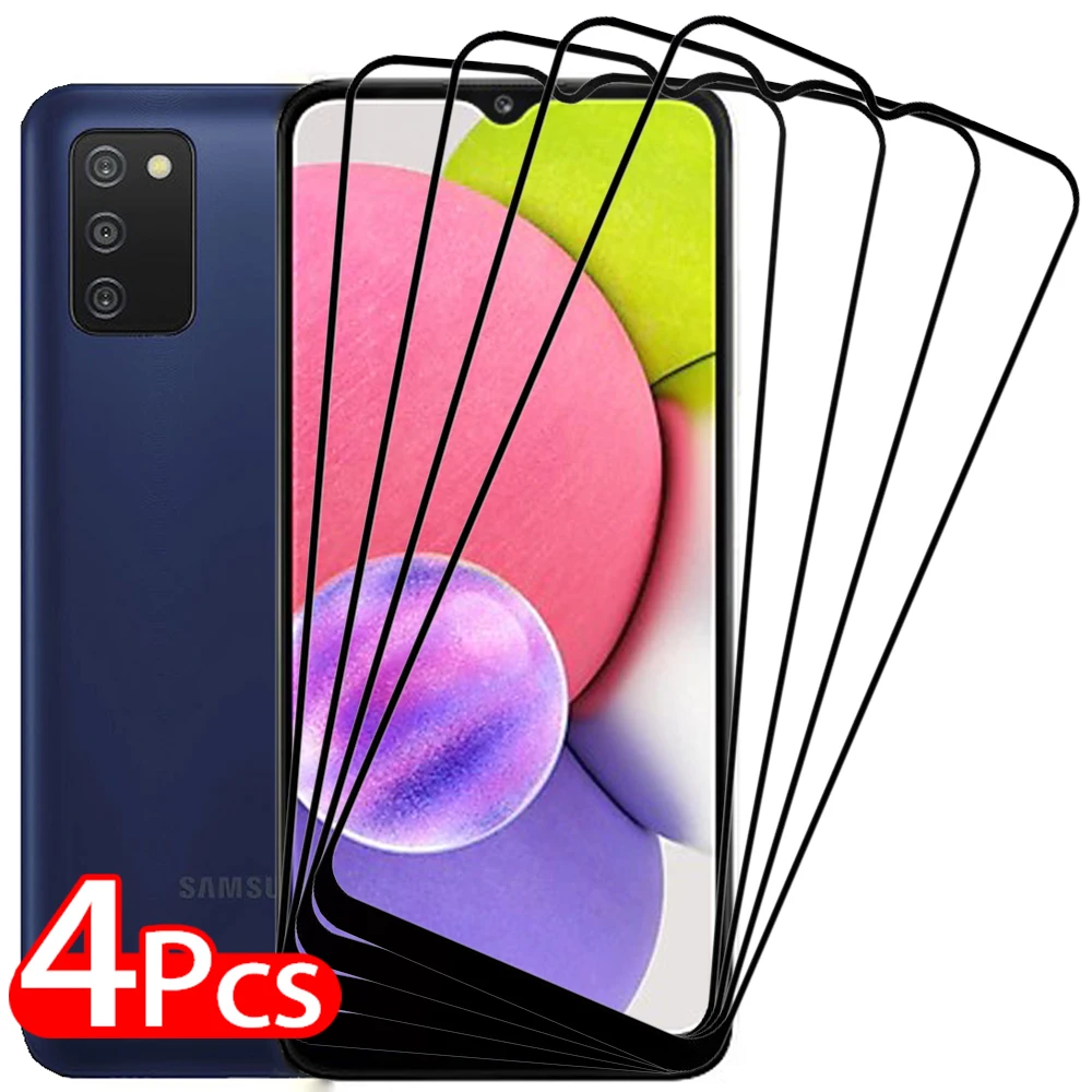 4pcs Tempered Glass For Samsung Galaxy A73 A53 A33 A23 A13 A03s Screen Protector For Samsung A03 CORE Full Cover Protective Film