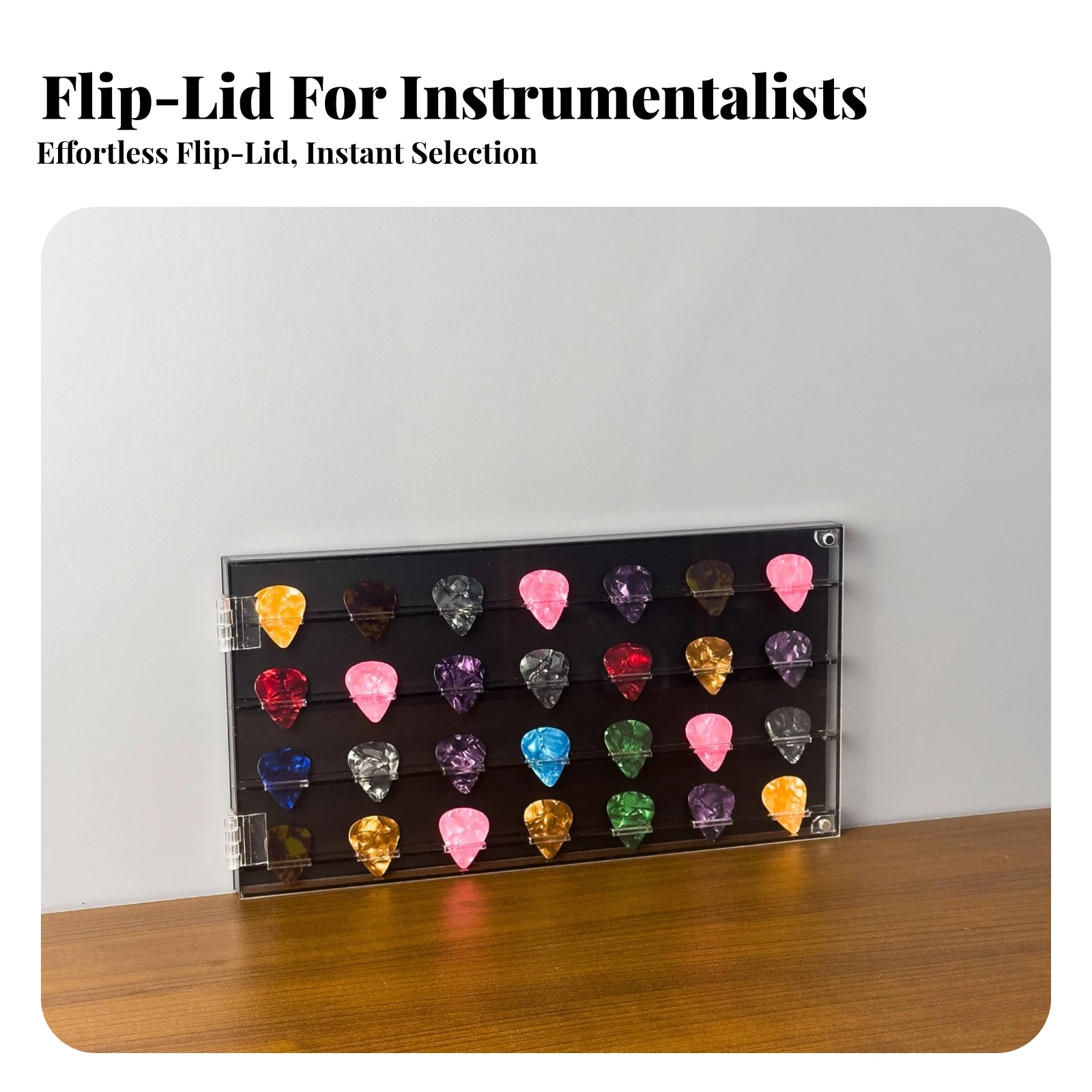 Guitar Pick Display Case Dustproof Guitar Pick Holder Plectrum Display Case Transparent Space-Saving for Guitarists