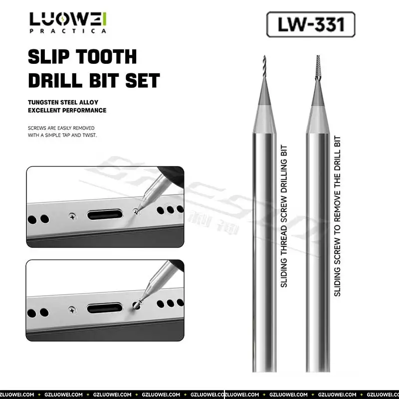 LUOWEI LW-331 Slip Tooth Drill Bit Set Tungsten Steel Alloy  Quickly Remove The Slipped Screws Without Damaging Frame Phone Repa
