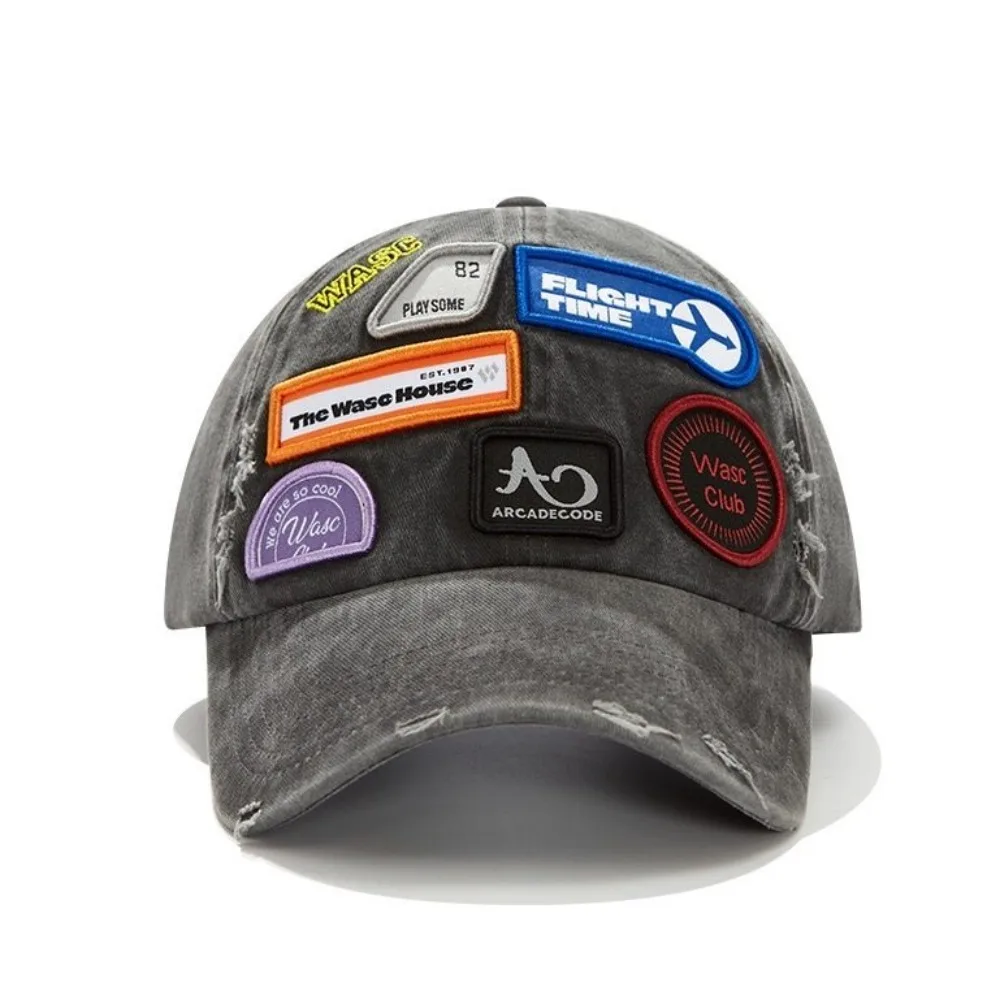 American Soft Top Embroidered Baseball Cap Big Head Circumference Hats Trendy Enlarged and Deepened Duckbill Cap Trend