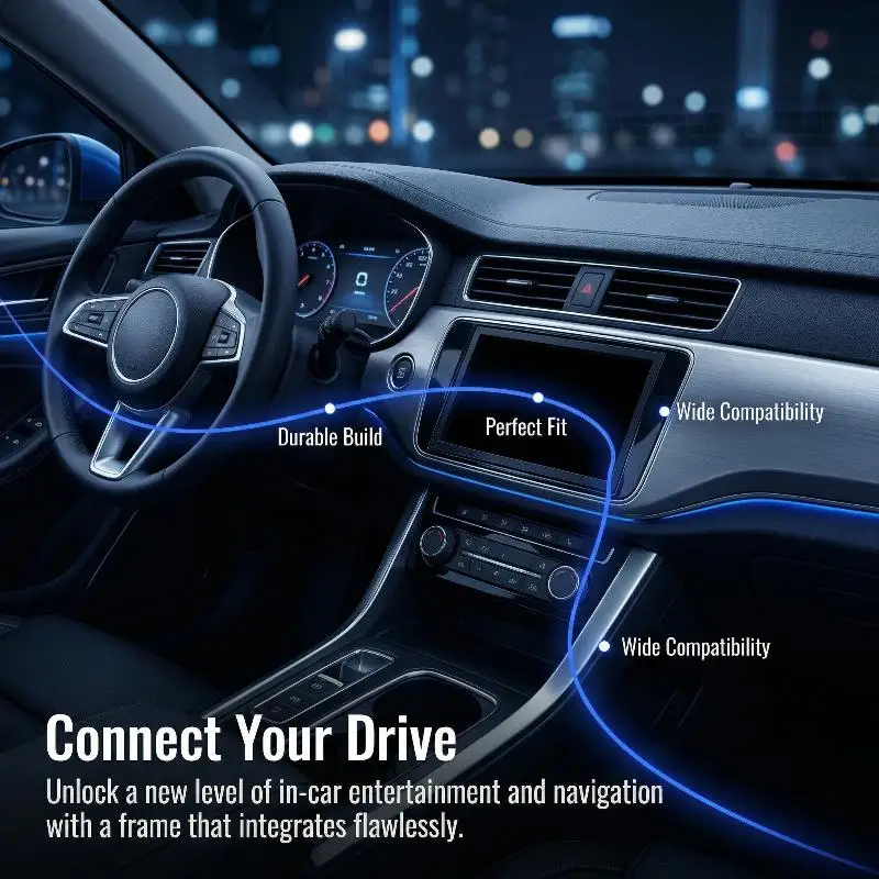 Double Din Car Stereo Frame Universal Radio Panel GPS Fascia Bezel High Compatibility for Vehicle Dashboard Modification