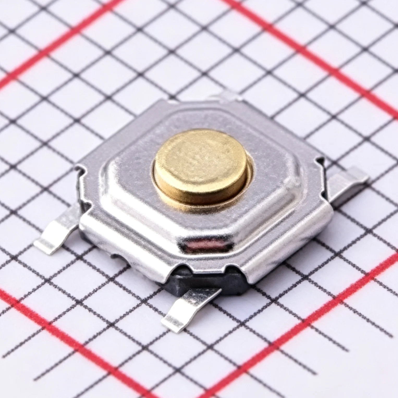 20PCS SKQGADE010 2.55N 5.2x5.2×1.5mm N.O. SPST Round Button Gull Wing 50mA 0.05A 12VDC SMD 4 Pin Original Switch Tactile SPST-NO