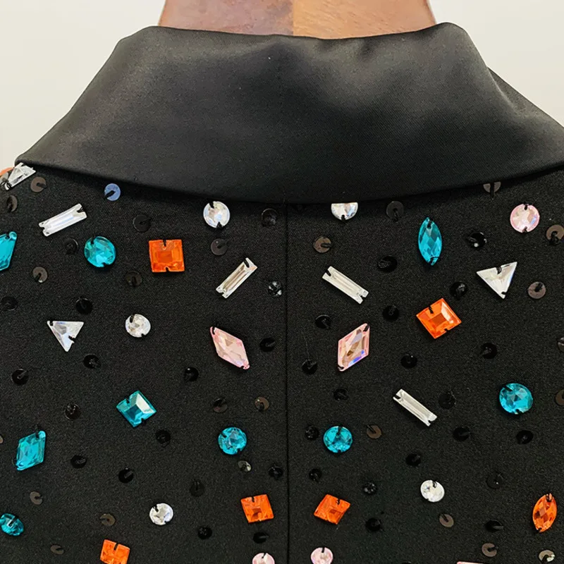 HKSH Estate Nuove Donne Ins Elegante Ricamato Flares Diamanti Bottone Singolo Giacca Sportiva Pantaloni Svasati Lunghi Casual Set a Due Pezzi HK5997