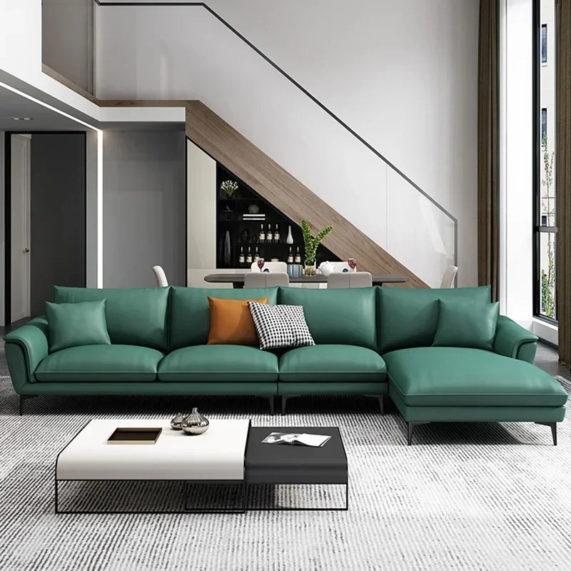 Leather Sectional Large Sofa Simple Reception Pouf Ergonomic Nordic Sofa Modern Classic Lounge Divani Soggiorno Home Furniture