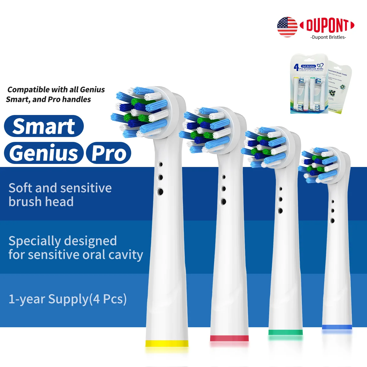 

Compatible Electric Rotating Toothbrush Oralb Series Smart/Pro/Genius Original Quality Perfect Fit for Oral B 1 Year Supply