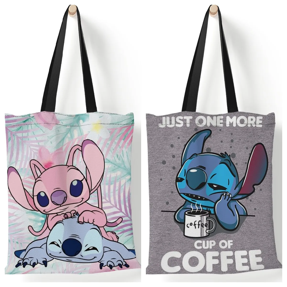 

Cartoon Lilo & Stitch Print Canvas Bag Cute Anime Stitch Harajuku Shoulder Bag Carry-on Shopping Bag Children's Birthday Gift