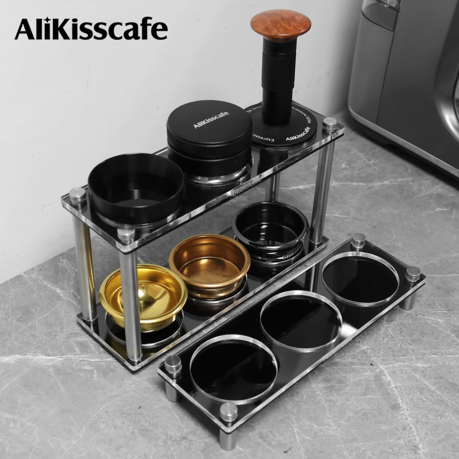 AliKiscafe Kaffee-Tamperstation 51mm 54mm 58mm Verteilerhalter Ständer für Delonghi Breville Espresso-Zubehör Barista-Werkzeug