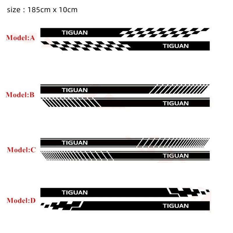 Auto Door Side Skirt Stripes Decal For-Volkswagen Tiguan Car Styling Body Decor Stickers Exterior Accessories Vinyl Decals