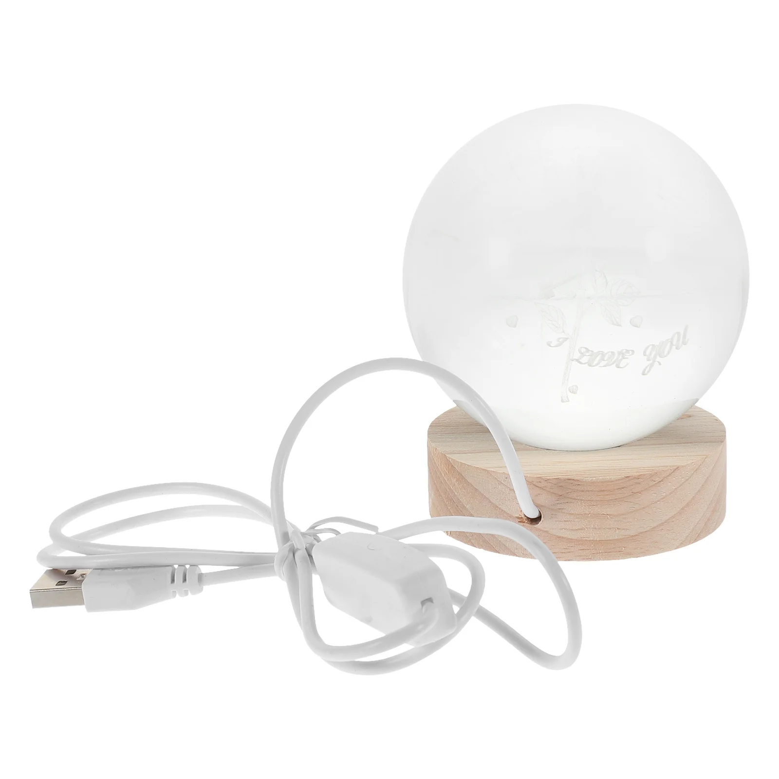 

Crystal Ball Night Light 3D Rose Design Crystal Ball Lamp Tabletop Night Light Wood Base Romantic Lamp Decorative Lamps